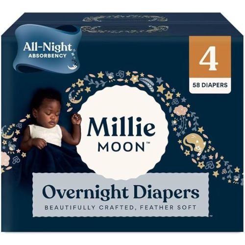 Milm Baby Diapers – Ultra Soft, Leak-Proof, Hypoallergenic Disposable Diapers – (Newborn) (Overnight (4))