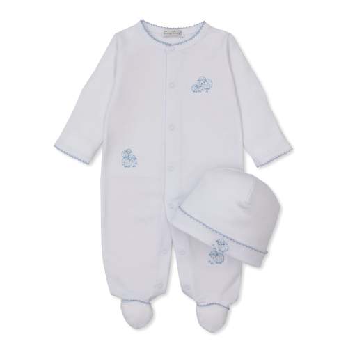Sweet Sheep White/Blue Footie & Hat Set