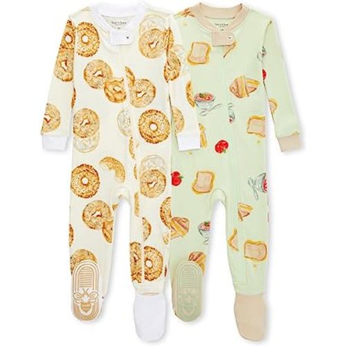 Burt's Bees Baby Baby Boys' Pajamas, Zip-Front Non-Slip Unisex Footed Sleeper Pjs, Organic Cotton