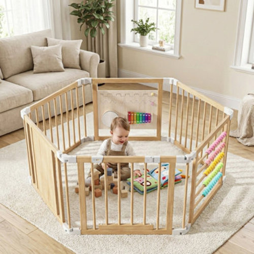ShangQuan WuLiu Playpen for Babies And Toddlers, Adjustable, Foldable Wooden Baby Playpen Activity Center & Reviews | Wayfair