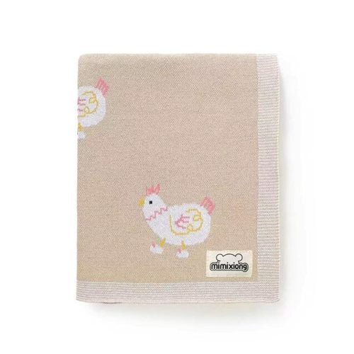 mimixiong Baby Blanket Knit Receiving Boys Girls Blanket Soft Cotton Neutral Blanke for Swaddle Crib Stroller with Cute Sheep (Chicken-Beige, 30x40 Inch (Pack of 1))