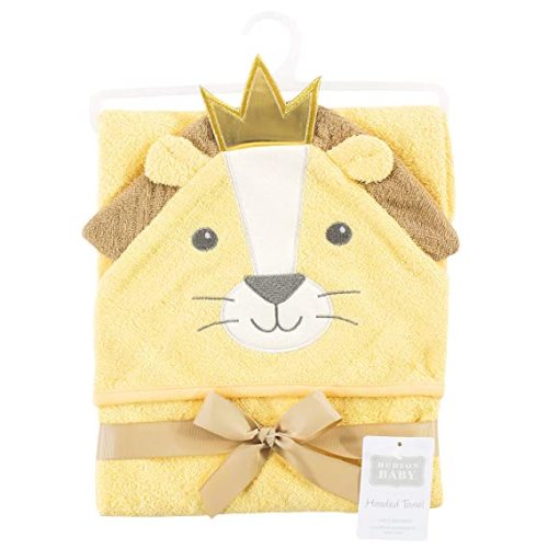 Hudson Baby Unisex Baby Cotton Animal Face Hooded Towel, King Lion, One Size