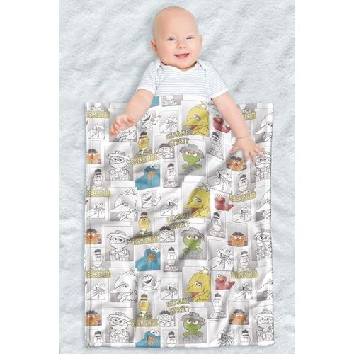 LOGOVISION Sesame Street Lightweight Baby Blanket, 30"X40", Cute Character Pattern Unisex for Infants Girls & Boys