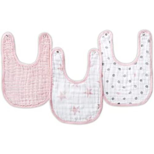 essentials cotton muslin snap bib 3-pack