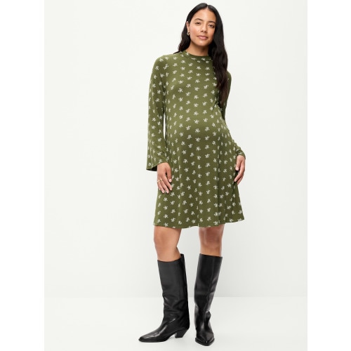 Maternity Mock-Neck Swing Mini Dress