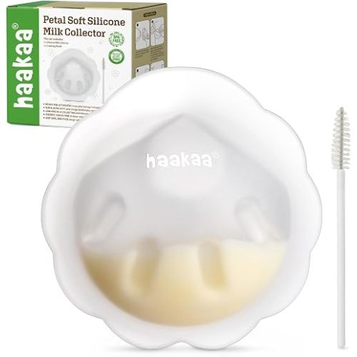 haakaa Petal Soft Silicone Milk Collector丨Discreet Leak-Protection Breast Milk Saver, Reusable Breast Shells Milk Collection Cup for Breastfeeding with Cleaning Brush- 1PC