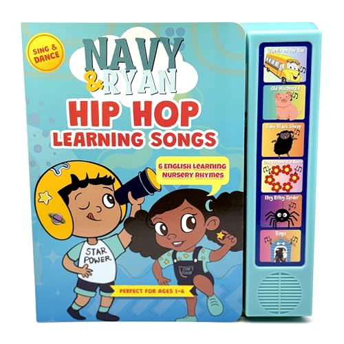 Hip Hop Nursery Rhyme Sound Book for Toddlers & Kids by Navy & Ryan Interactive English Learning Musical Book | Teaches First Words, Rhythm, Early Language Development, and Bilingual Skills (Ages 1-6)