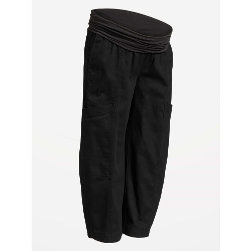 Maternity Rollover-Waist Barrel-Leg Ankle Pants