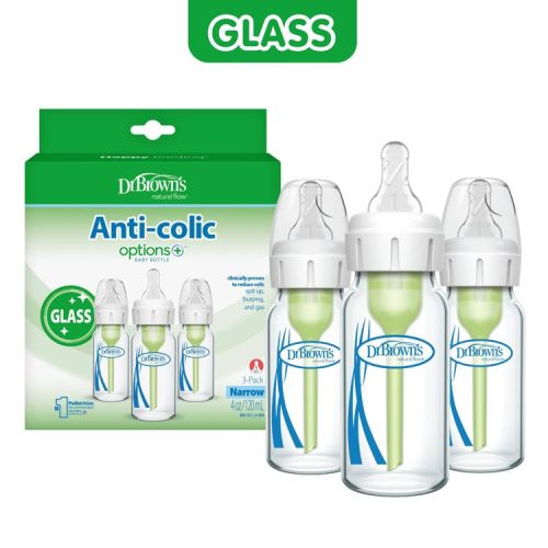 Dr. Brown's Anti-Colic Narrow Glass Options+ Baby Bottles - 4 fl oz/3pk