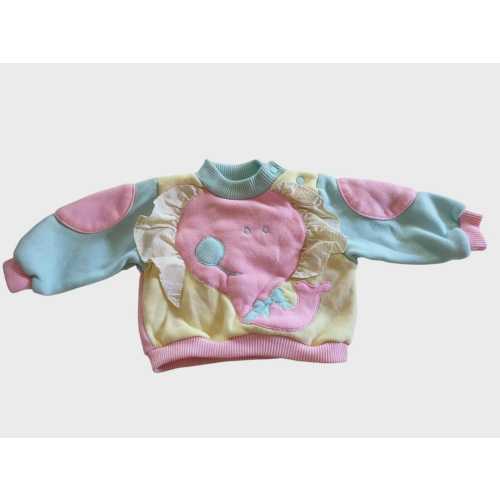 Vintage Baby Girls Sweatshirt By Hush Puppies, Size 3/6m, Elephant