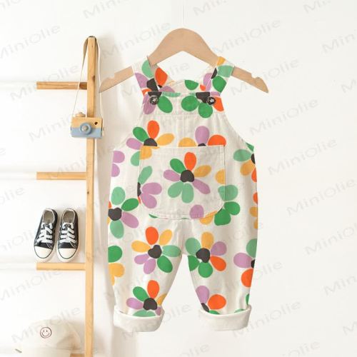Baby Colorful Floral Beige Overalls