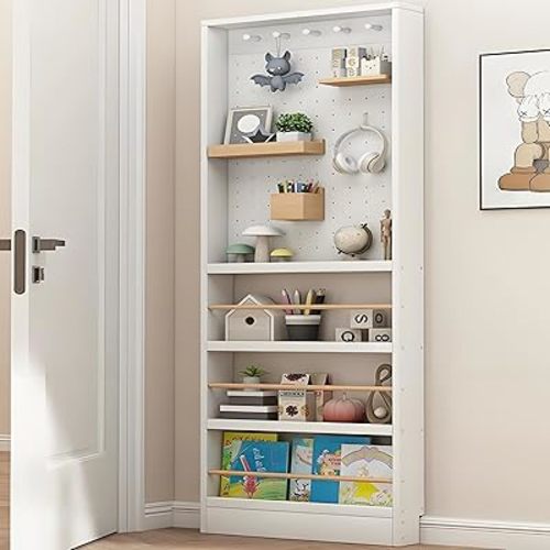 Behind Door Bookshelf,Toddler Bookshelf,Storage Cabinets,Organizer for Toys and Books,Storage Rack with Perforated Board,for Living Room, Children's Room, Study Room, etc.