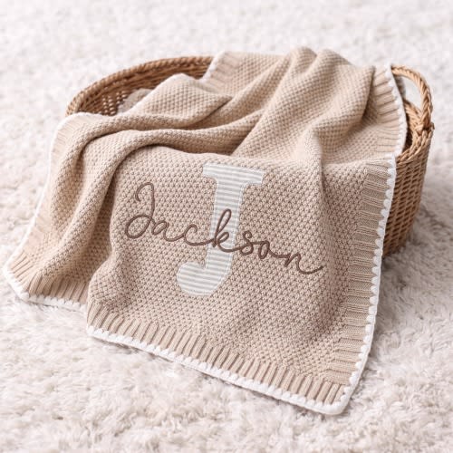 Personalized embroidered baby blanket with name, monogrammed blanket, baby shower gifts, custom newborn gifts