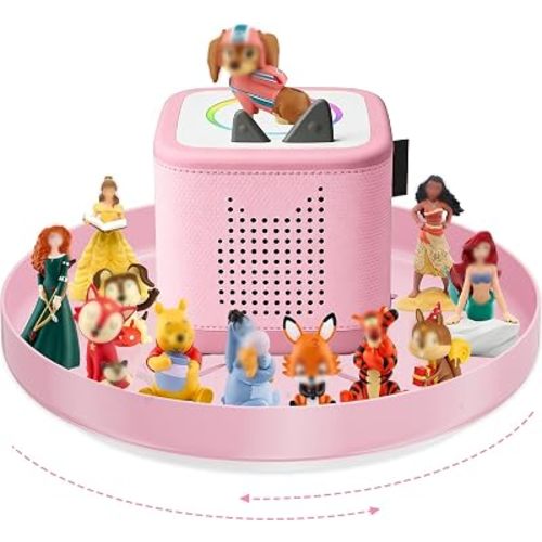 360° Turntable for Tonies Box Organizer Storage - 13" Magnetic Shelf Holder for Toniebox 1/2 Player Tonies Figures Character Set - Display Collection 20~30 Tonie Box Characters for Kids Playroom Pink