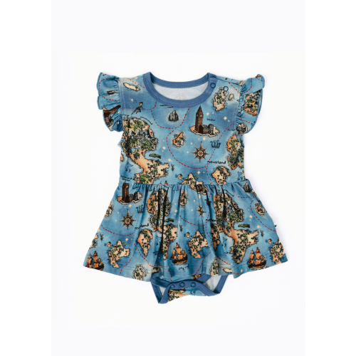 Neverland Map Baby Flutter Dress – Little Crowns & Capes