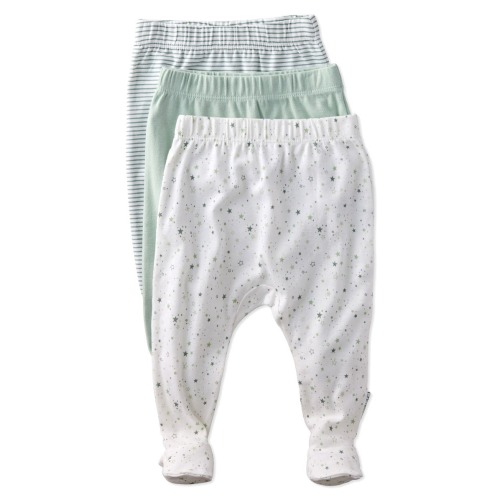 Fallon Footed Organic Cotton Assorted 3-Pack Pants, 0-3M
