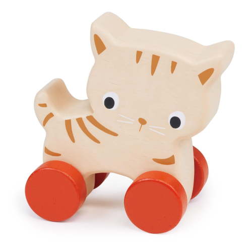 Mentari Toys - Kitten on Wheels - Wooden Cat Push Toy for Babies and Toddlers - Age 6m+
