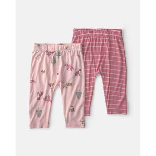 Baby Girl 2-Pack Woodland PurelySoft™ Pull-On Pants - Pink