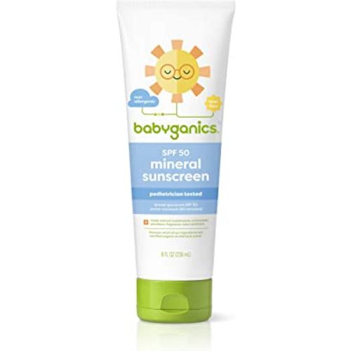 Babyganics SPF 50 Baby Mineral Sunscreen Lotion | UVA UVB Protection | Octinoxate & Oxybenzone Free | Water Resistant, Value Size, 8oz