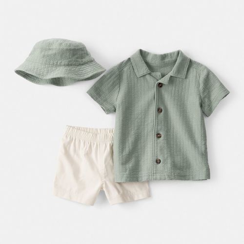 Baby Boys Carter's 3-Piece Solid Short-Sleeve Top & Short Set
