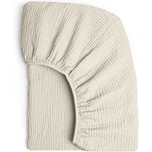 Lulumoon Muslin Mini Crib Sheets - Pack n Play Sheets Fitted for Baby - 24"x 38" Cream
