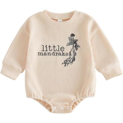 Unisex Baby Boy Girl Fall Outfit Little Mandrake Bodysuit Long Sleeve Bubble Romper Magic Baby Outfit