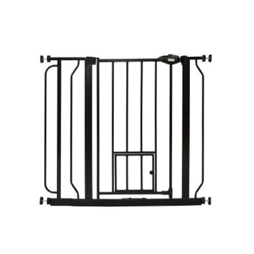Carlson Extra Wide Walk-Thru Gate with Small Pet Door - Black