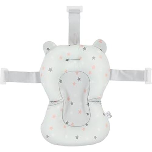 Baby Bath Seat Cushion, Floating Bath Support Mat Foldable Adjustable Infant Bath Supporter Newborn Bathtub Seat Cushion Nonslip Baby Bathtub Mat Baby Tub Pillow for 0‑12 Months
