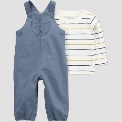 Carter's Just One You®️ Baby Boys' Striped Pocket Overalls - Blue 9m