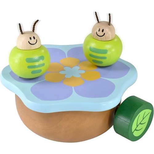 Wooden Music Box Mechanism - Rock n Roll Dancing Bug on Flower Playing Minuet No.3 for Kids (Caterpillar)