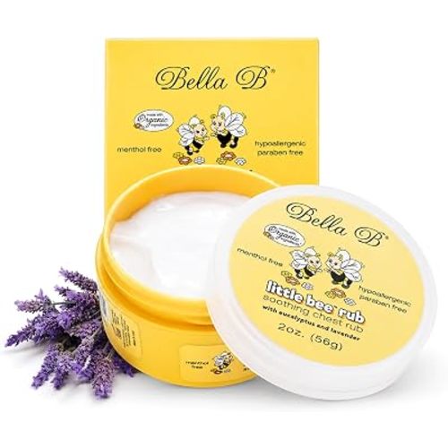 Bella B Little Bee Soothing Baby Chest Rub 2oz | Menthol Free Soothing Relief | Natural Baby Vapor Rub with Eucalyptus & Lavender | Free from Petrolatum & Parabens | Natural & Organic Ingredients