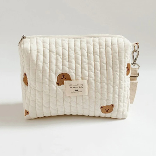 Bear Floral Print Small Baby Diaper Bag Stroller Bag Organizer