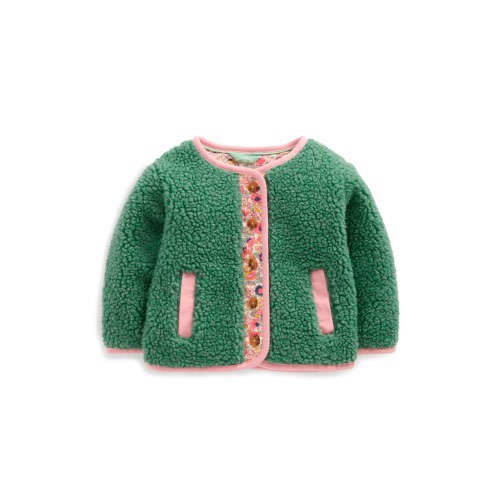 Floral Trim High-Pile Fleece Jacket, 6-9M