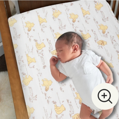 Disney Baby Storytime Pooh 100% Cotton Fitted Crib Sheet - White – Lambs & Ivy