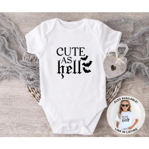 Cute As Hell Baby Onesie®, Goth Baby Bodysuit, Baby Announcement, Coming Home Outfit, Pregnancy Reveal, Emo Baby Shower Gift, Punk Baby Gift