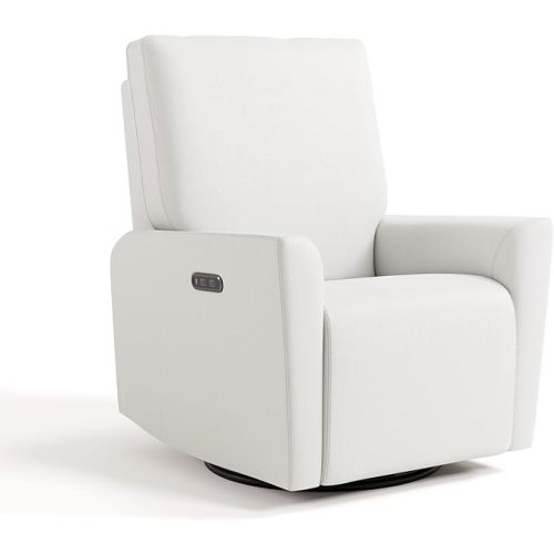 Storkcraft Santorini Deluxe Power Recliner Swivel Glider (Ivory Basketweave)