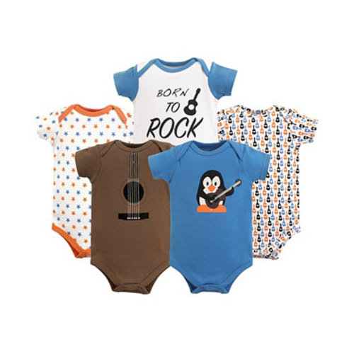 Baby Boys 5Pk of Soft All-in-One Bodysuits