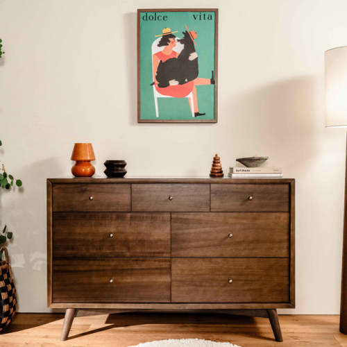 Palma 7 Drawer Double Dresser (Walnut)