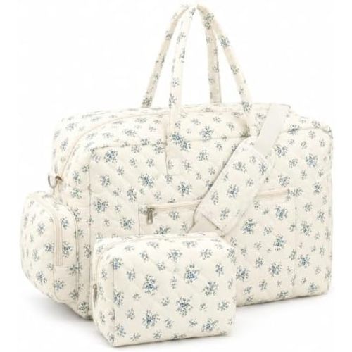 Abbylike Hospital Bag for Women, Quilted Weekender Duffle Bag,Cottage