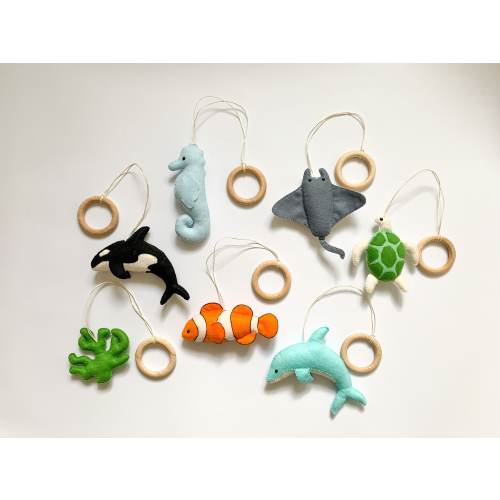 Sea baby gym toys, baby play gym, hanging baby gym toys, toys sea turtle, killer whale, stingray and clown fish, montessori toys,baby shower
