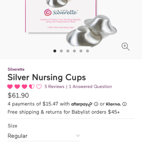 Amazon.com : SILVERETTE® The Original Silver Nursing Cups, Nipple Covers for Breastfeeding Essentials, Pure 925 Silver Nipple Shields for Breastfeeding Newborn, Lightweight Nursing Cups, Regular Size : Baby Bibs : Baby