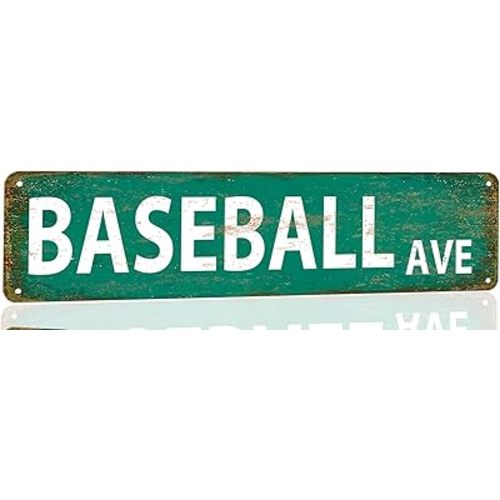 Baseball Decor Baseball Ave Signs Vintage Metal Tin Sign Baseball Street Sign Baseball Decor For Boys Room Baseball Ave Theme Party baseball Wall Decorations 4x16 Inches