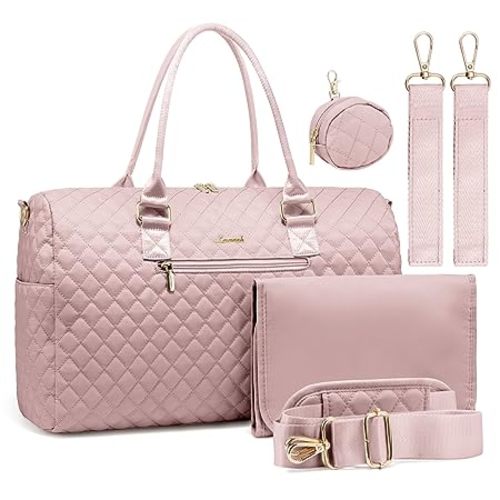 LOVEVOOK Diaper Bag Tote with Pacifier Case and Changing Pad, Large Capacity Mommy Bag for Hospital and Weekender Travel, Functional Baby Bag Newborn Baby Essential, Pink