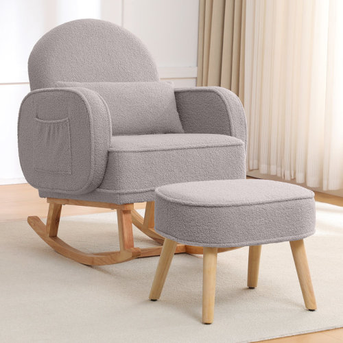 Isabelle & Max™ Upholstered Teddy Rocking Chair With Ottoman & Reviews | Wayfair