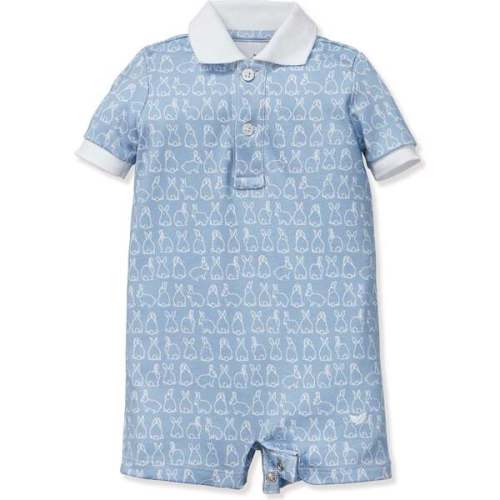 Baby Pima Louis Play Romper in Hoppy Days Blue - Petite Plume | Maisonette