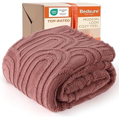 Bedsure GentleSoft Pink Throw Blankets for Women - Super Soft Cozy Modern Decorative Throw Blankets for Girls, Aesthetic Pink Cozy Accent for Couch & Bed, Dusty Rose, 50x60 Inche