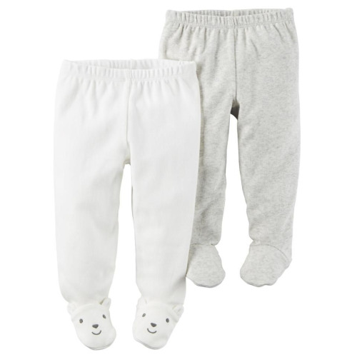 Carter's 2 Pack White/Grey Footed Pant