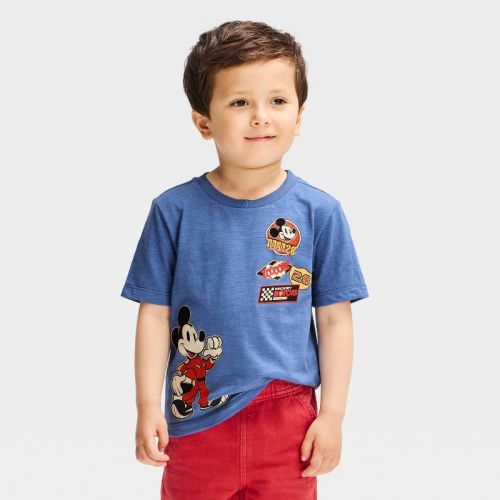 Toddler Boys' Disney Mickey Mouse Racing Short Sleeve Graphic T-Shirt - Dark Blue 4T