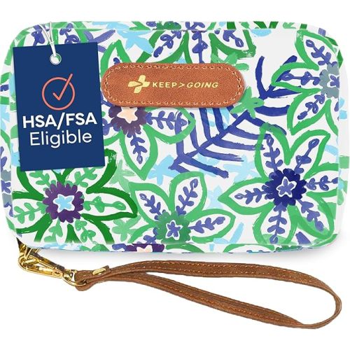 KeepGoing Travel First Aid Kit for Kids – 130 Pc. for Car, Home, Purse, Diaper Bag & Backpack with Latex-Free Bandages - Mini First Aid Kit Travel Size, Tropical Bloom