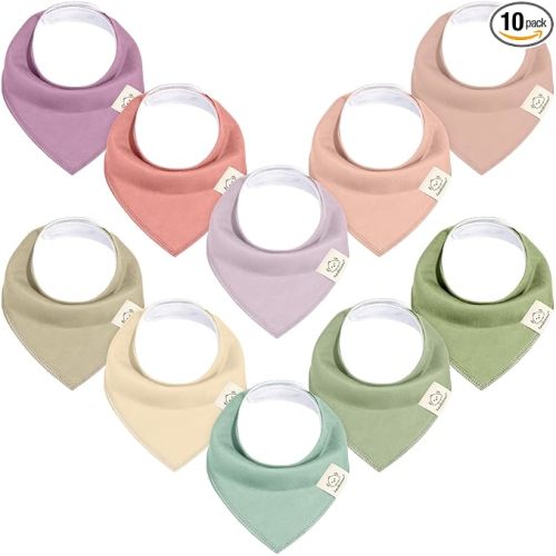 KeaBabies 10-Pack Organic Baby Bandana Bibs for Girls - Super Absorbent Triangle Baby Bibs for Drooling and Teething Infant, 100% Cotton Extra Soft for Newborn, Infant 0-36 Months (Cupcake)